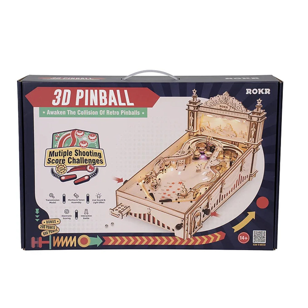 Baby Lane Robotime ROKR DIY Pinball Game: Engaging 3D Wooden Puzzle EG01