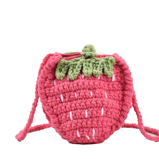 Baby Lane Handmade Knitted Strawberry Crossbody Bag – Cute and Cozy!
