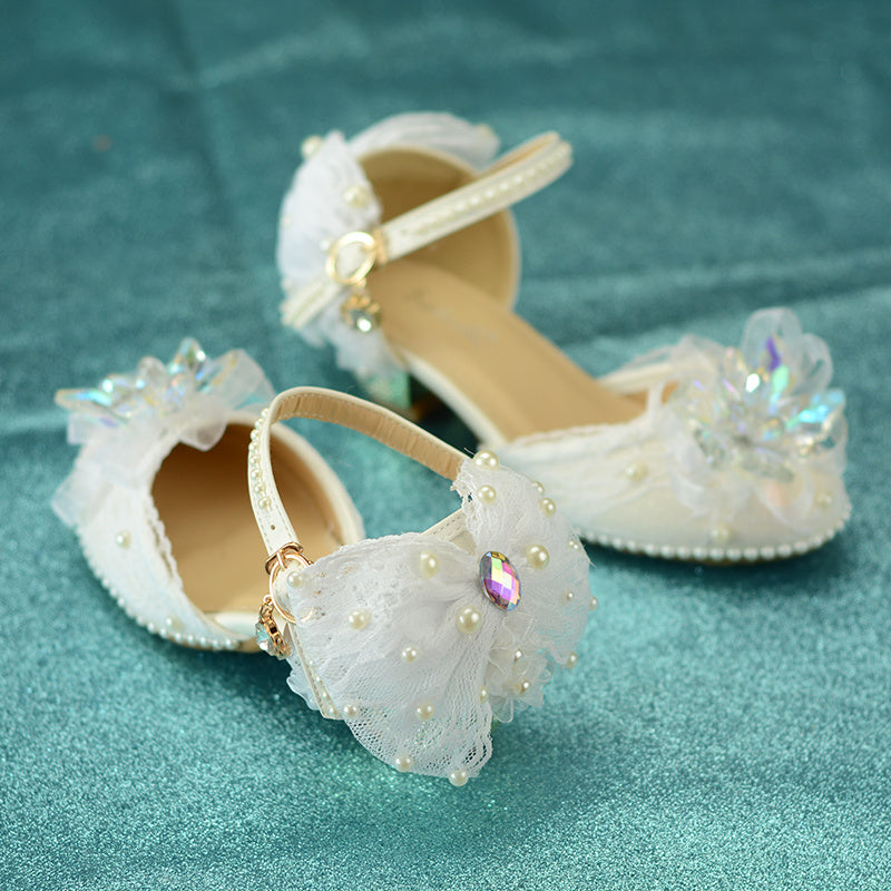 Baby Lane: Stylish Girls' Leather Shoes with High Heels and Crystal Accents