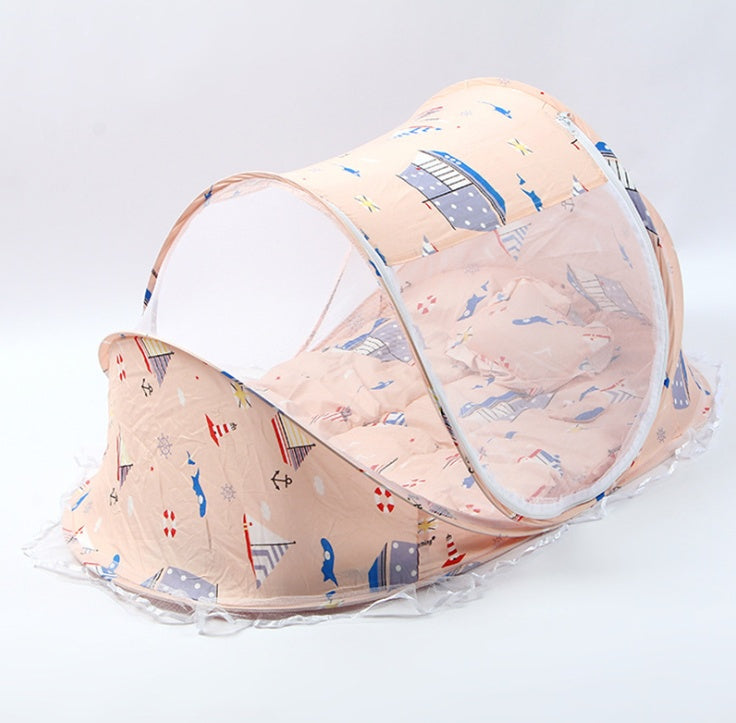 Baby Lane Portable Baby Bed Net with Pillow: Foldable 2-Piece Set!