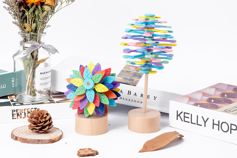 Baby Lane Solid Wood Rotating Lollipop: Fun Decompression Ornaments Toy