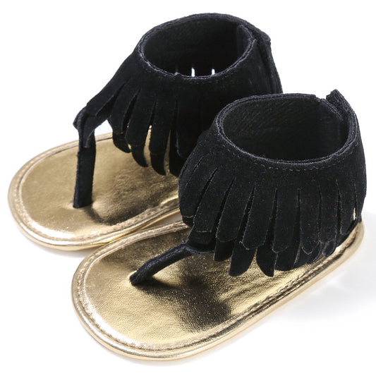 Baby Lane Girls' Sandals – Cute Retro Tassel Flannel Baby Footwear