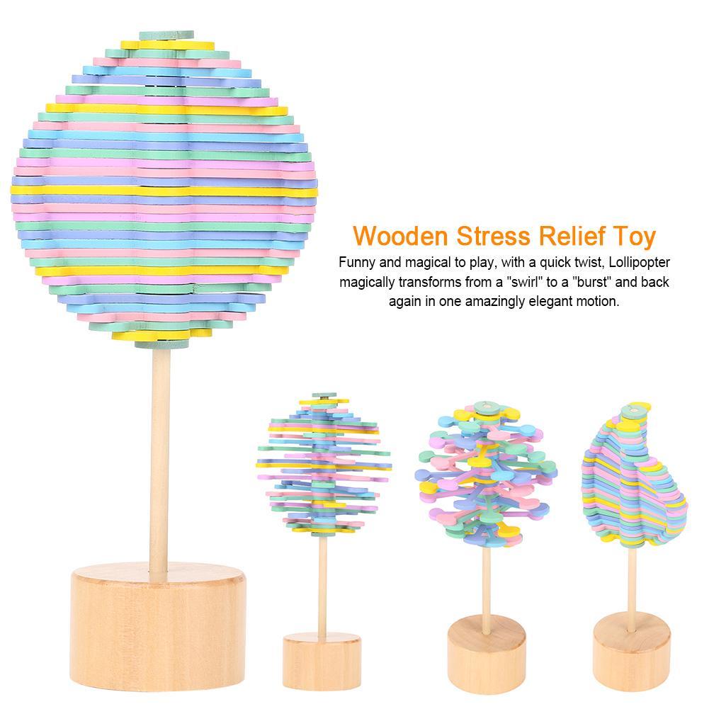 Baby Lane Solid Wood Rotating Lollipop: Fun Decompression Ornaments Toy