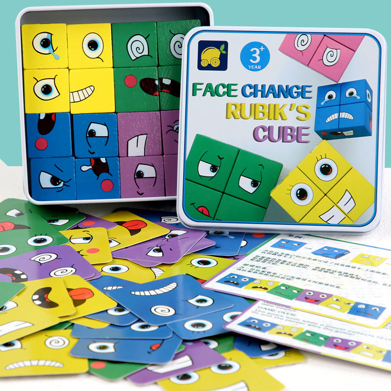 Baby Lane Wooden Face Pattern Blocks: Creative Expressions Toy for Kids