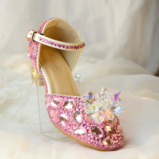Baby Lane: Dazzling Crystal High Heels for Girls – Perfect for Stage Shows