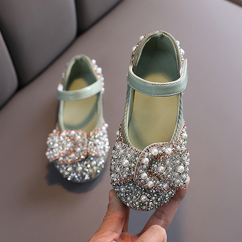 Baby Lane: Stylish Girls' Princess Shoes – Soft Sole with Rhinestone Bow Detail