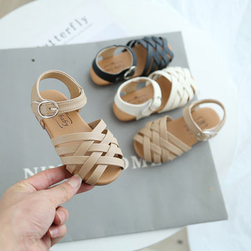 Baby Lane: Comfortable Kids' Woven Sandals – Buckle Toe Soft Sole Design