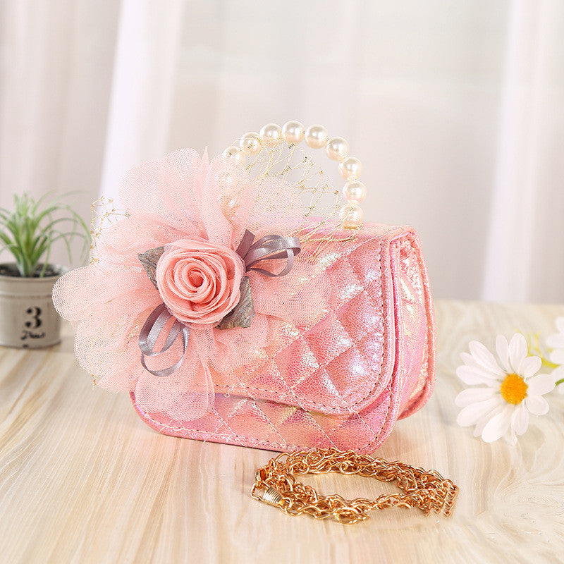 Baby Lane Portable Diagonal Bag – Flower Knitted with Pearl Details
