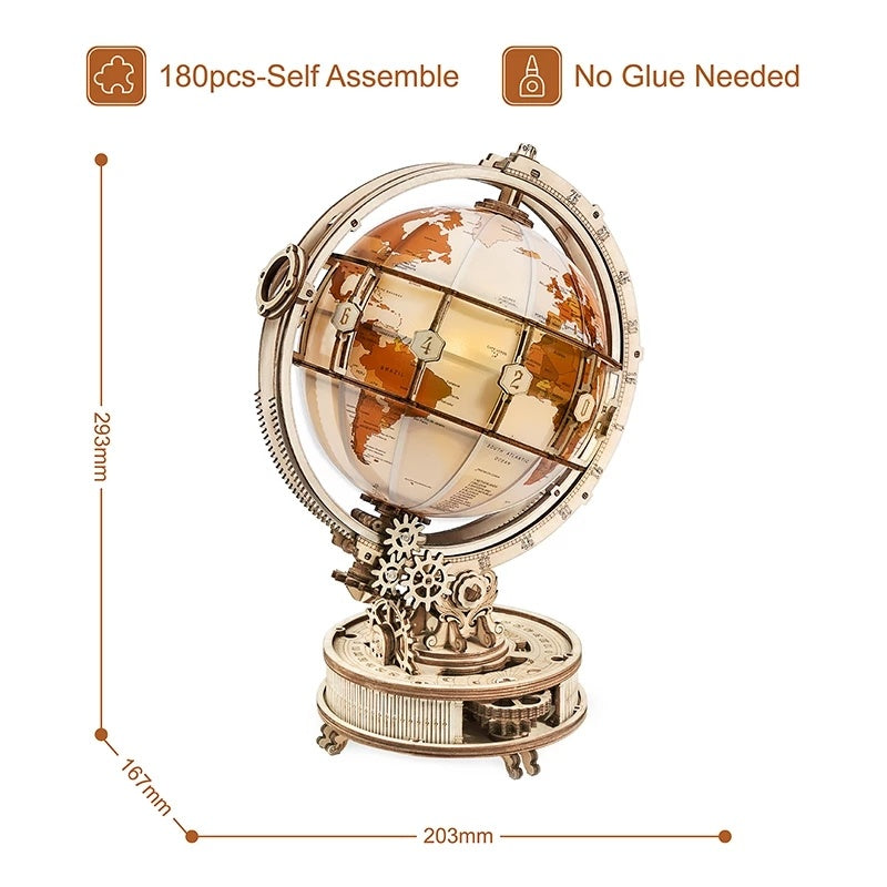 Baby Lane 3D Wooden Puzzle Globe: Robotime ROKR Assemble Model Gift for Boys