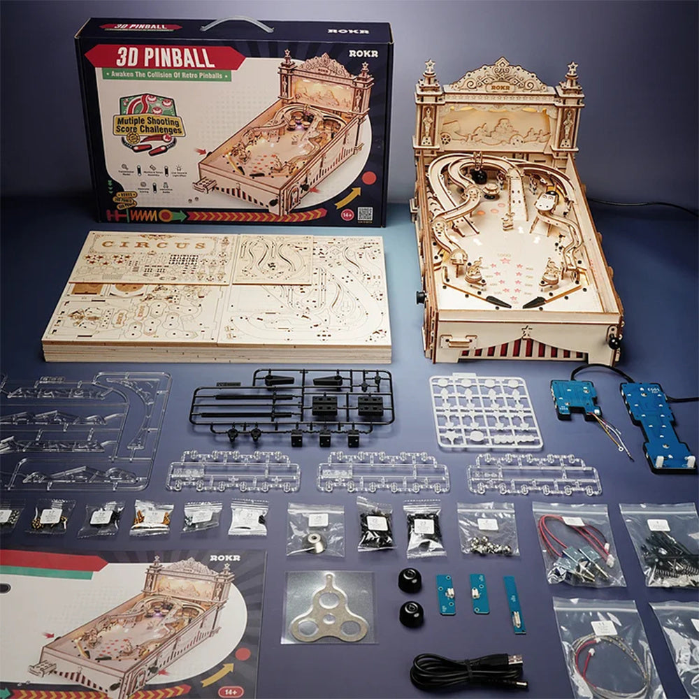 Baby Lane Robotime ROKR DIY Pinball Game: Engaging 3D Wooden Puzzle EG01
