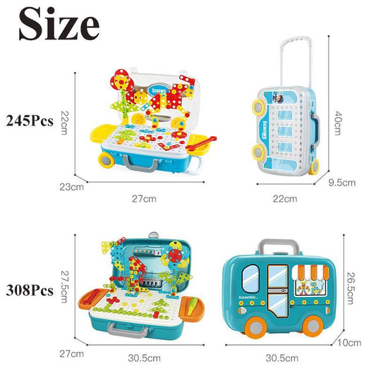 Babylane Kids Electric Drill Toy Set | 132/308Pcs DIY Educational Puzzle