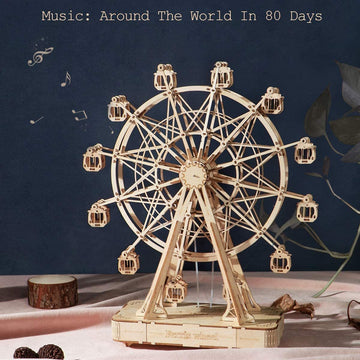 Baby Lane Wooden Ferris Wheel Model: DIY Rotatable Toy with Music for Children