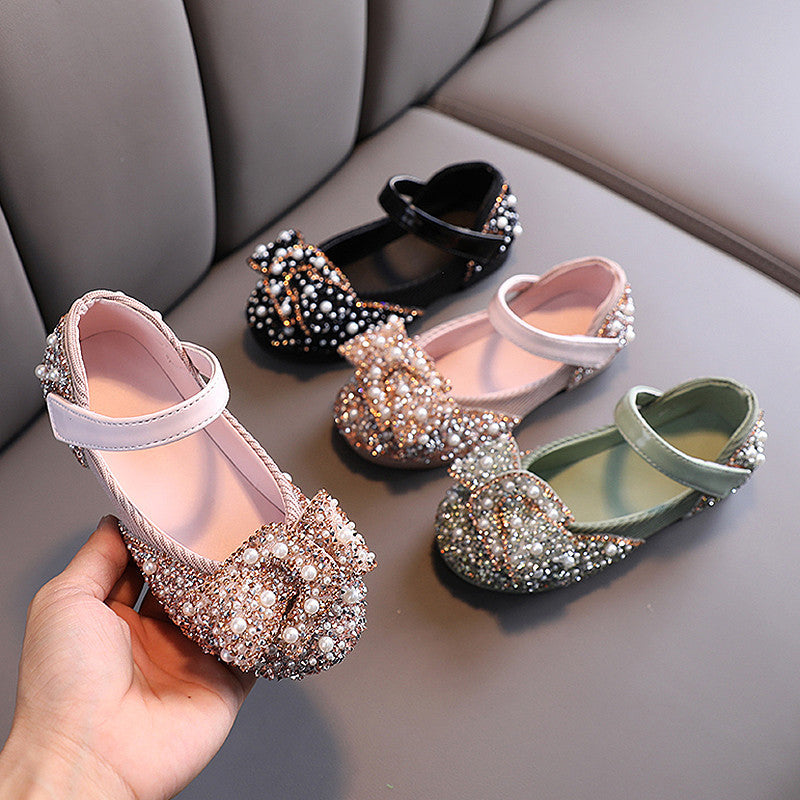 Baby Lane: Stylish Girls' Princess Shoes – Soft Sole with Rhinestone Bow Detail