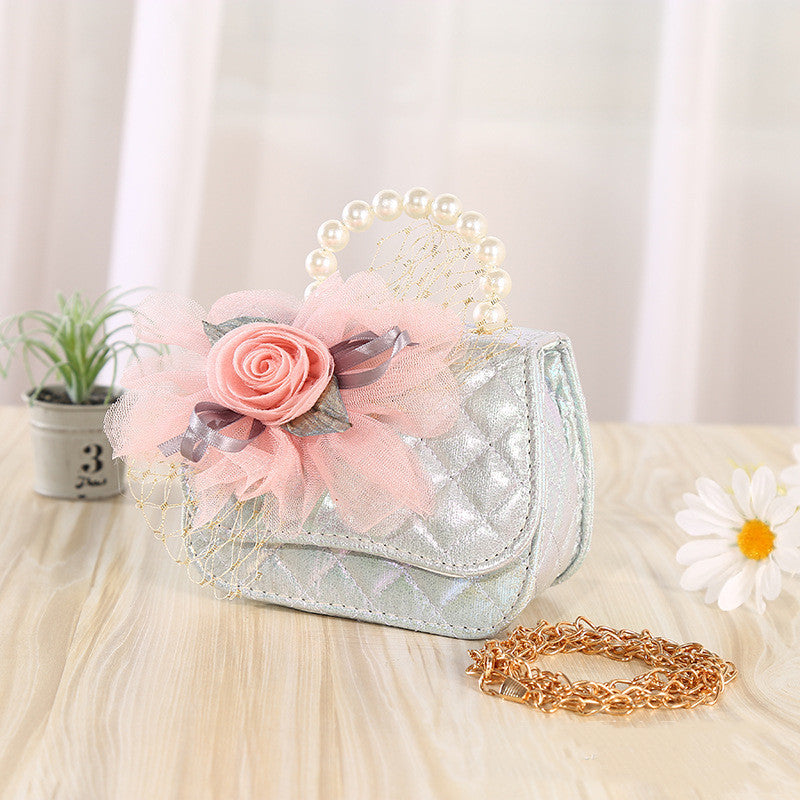 Baby Lane Portable Diagonal Bag – Flower Knitted with Pearl Details