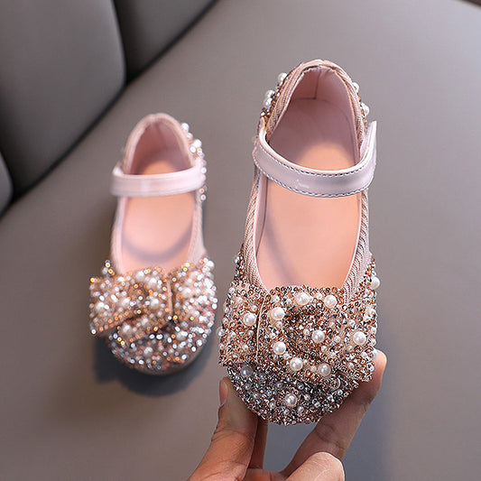 Baby Lane: Stylish Girls' Princess Shoes – Soft Sole with Rhinestone Bow Detail