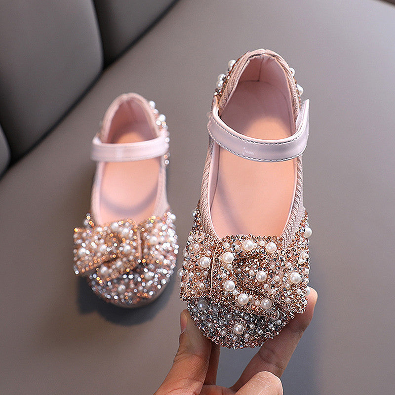 Baby Lane: Stylish Girls' Princess Shoes – Soft Sole with Rhinestone Bow Detail