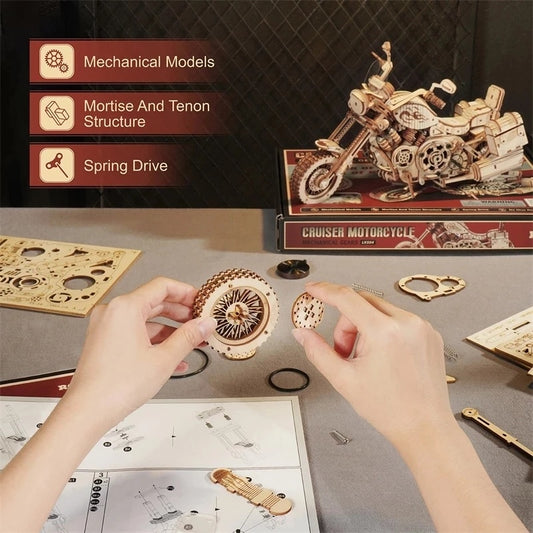 Baby Lane DIY Robotime Rokr Cruiser Motorcycle: Engaging Wooden Model LK504