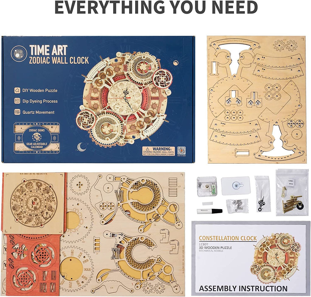 Baby Lane Robotime ROKR Time Art: Engaging Zodiac Wall Clock 3D Puzzle for Kids