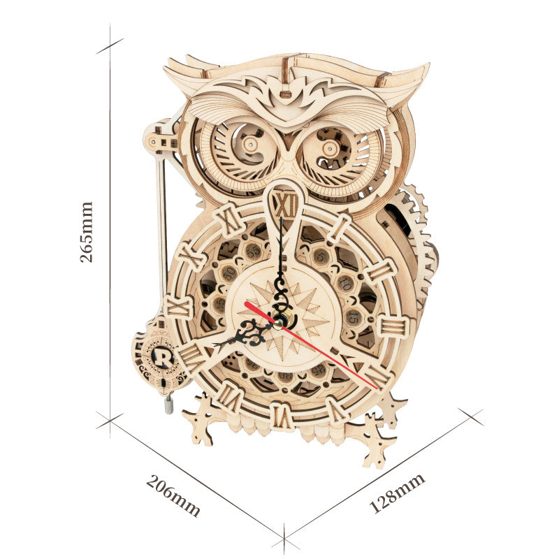 Baby Lane Robotime Rokr DIY 3D Owl Wooden Clock: Creative Building Block Kit for Kids