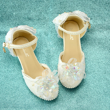 Baby Lane: Stylish Girls' Leather Shoes with High Heels and Crystal Accents