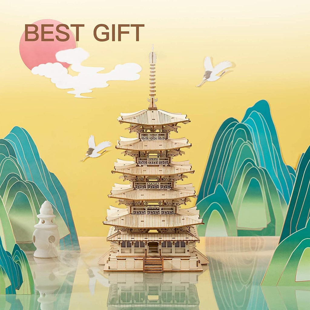 Baby Lane Five-Storied Pagoda Puzzle: 3D Wooden Toy for Children’s Gifts