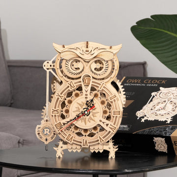 Baby Lane Robotime Rokr DIY 3D Owl Wooden Clock: Creative Building Block Kit for Kids