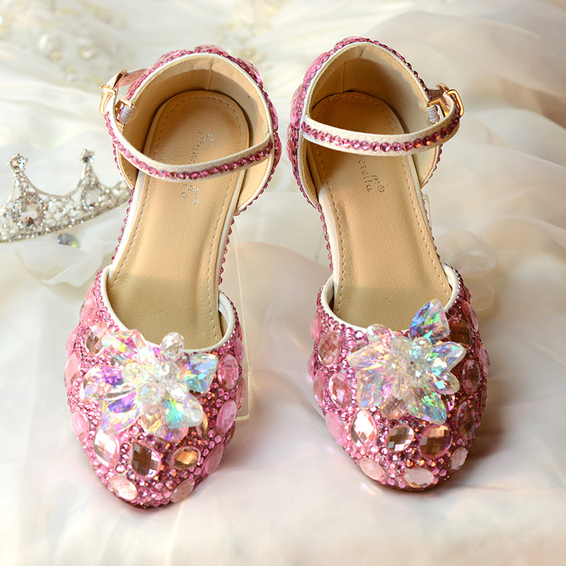 Baby Lane: Dazzling Crystal High Heels for Girls – Perfect for Stage Shows