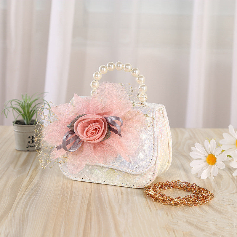 Baby Lane Portable Diagonal Bag – Flower Knitted with Pearl Details