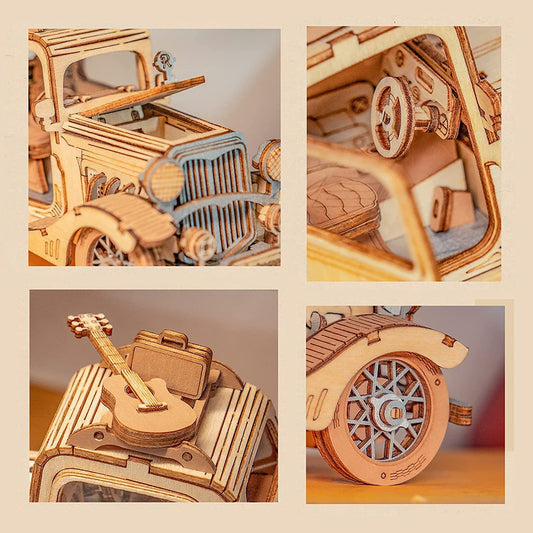 Baby Lane Robotime Vintage Car Model: Fun 3D Wooden Puzzle for Kids
