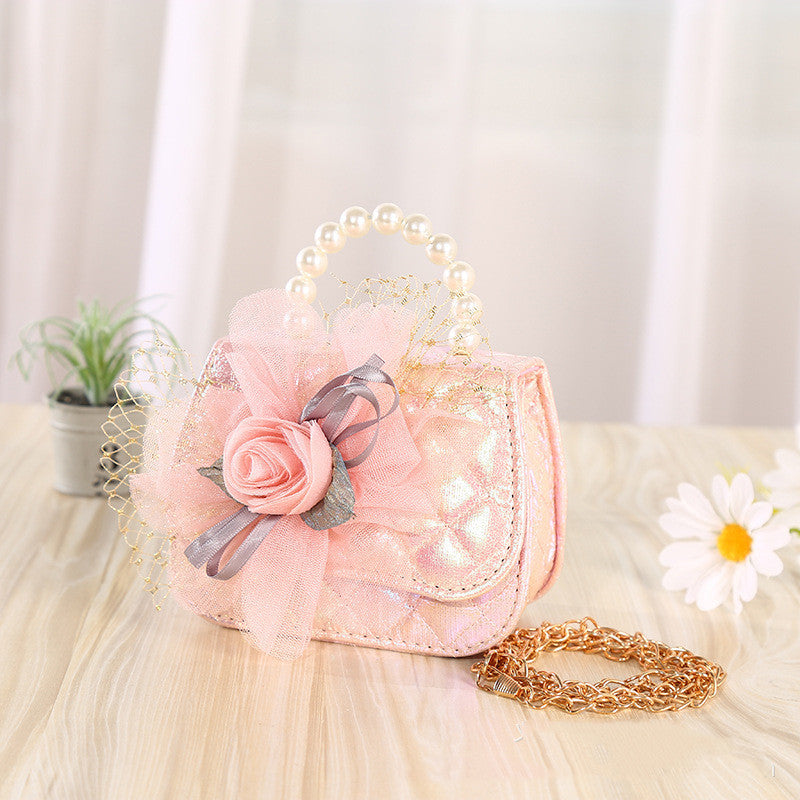 Baby Lane Portable Diagonal Bag – Flower Knitted with Pearl Details