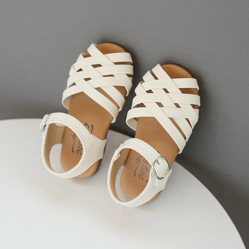 Baby Lane: Comfortable Kids' Woven Sandals – Buckle Toe Soft Sole Design