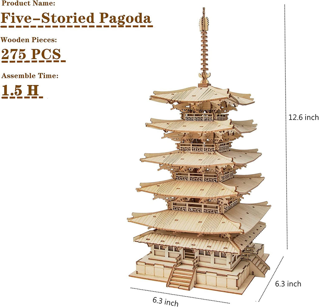 Baby Lane Five-Storied Pagoda Puzzle: 3D Wooden Toy for Children’s Gifts