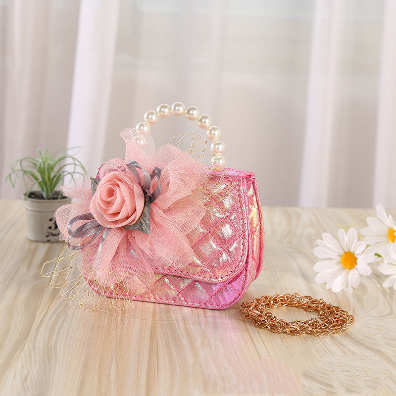 Baby Lane Portable Diagonal Bag – Flower Knitted with Pearl Details
