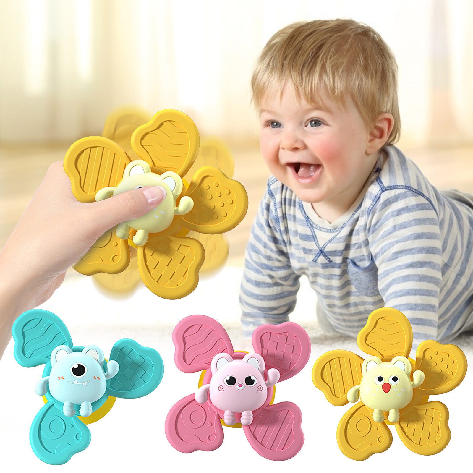 Babylane Fun Baby Bath Toy | Interactive Spinning Top with Suction Cups