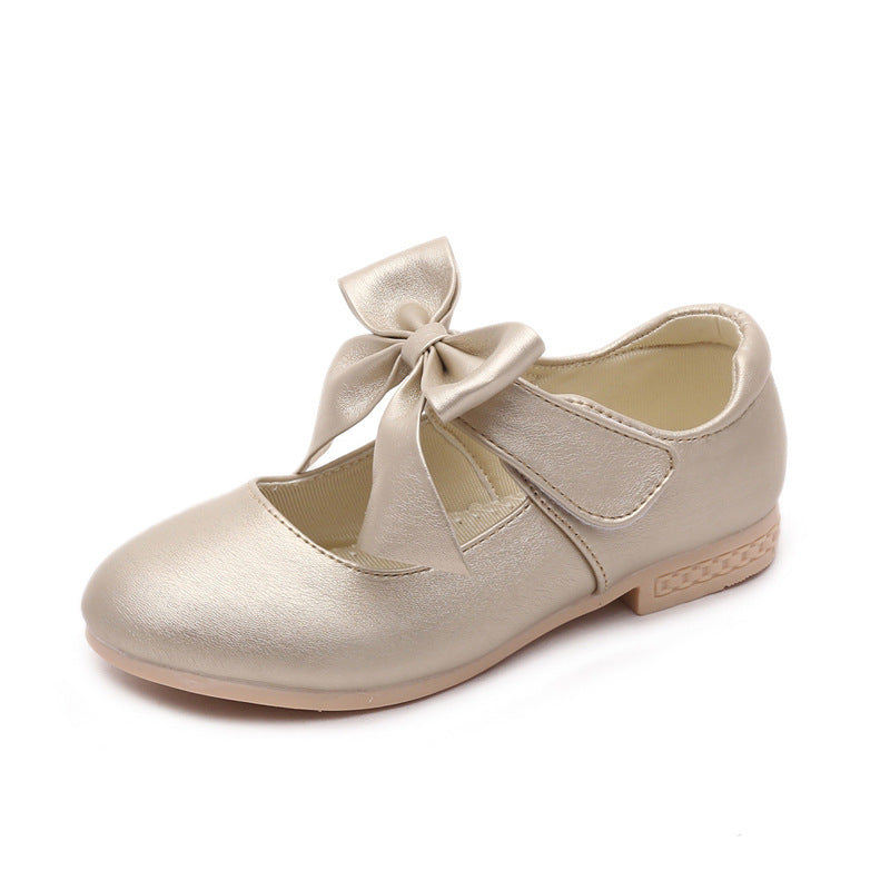 Baby Lane: Stylish Girls' White Leather Princess Shoes with Bowknot Detail