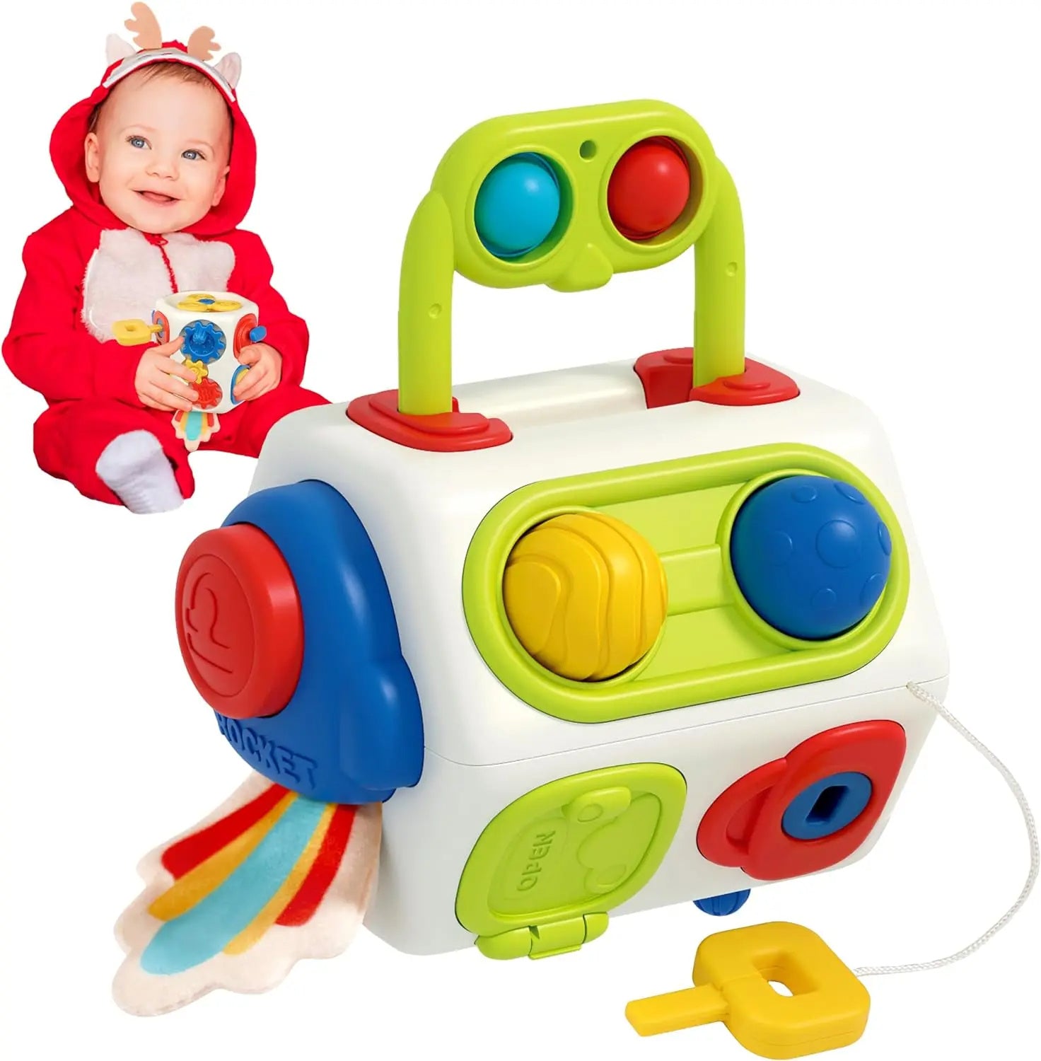 Babylane Montessori Sensory Busy Cube | 9-in-1 Fidget Toy for 1-3 Year Olds