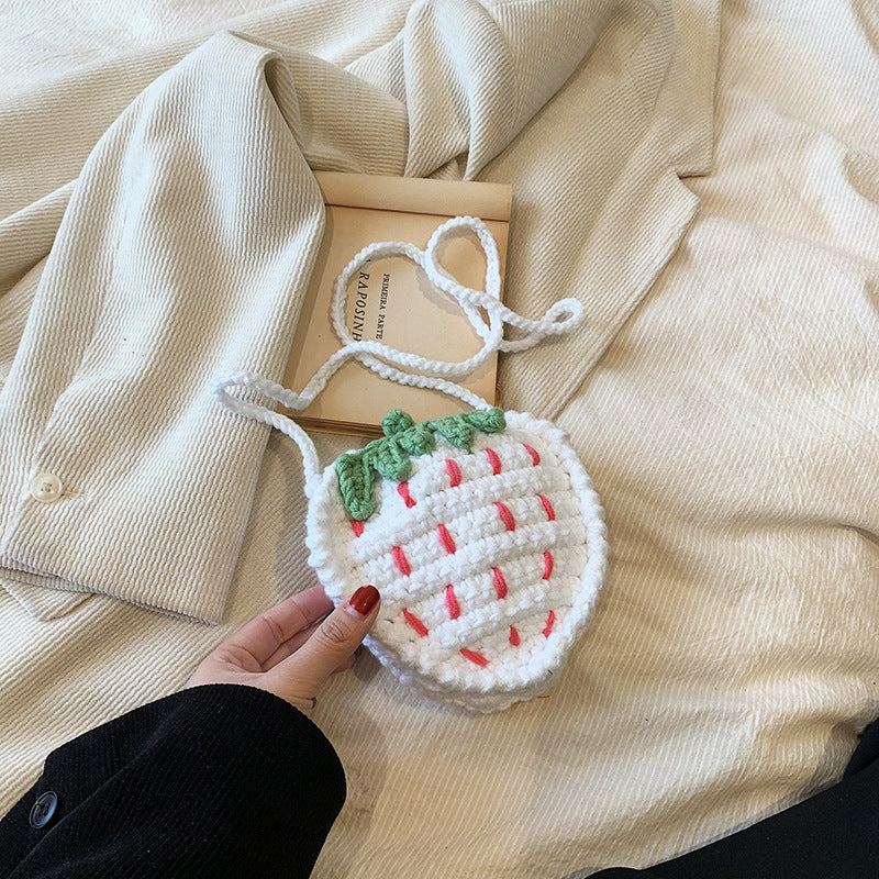 Baby Lane Handmade Knitted Strawberry Crossbody Bag – Cute and Cozy!
