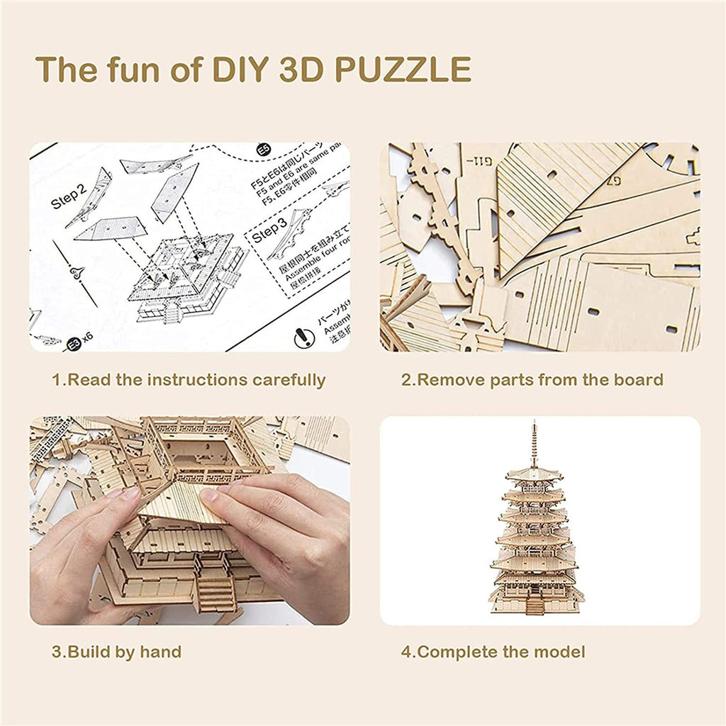 Baby Lane Five-Storied Pagoda Puzzle: 3D Wooden Toy for Children’s Gifts