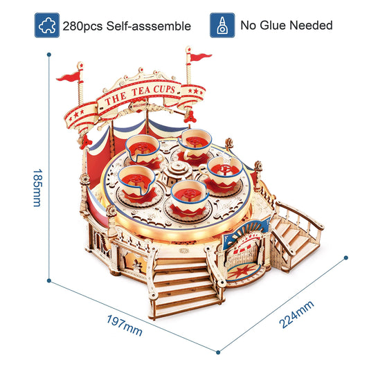 Baby Lane ROKR DIY Music Box: Tilt-A-Whirl 3D Wooden Puzzle - EA04